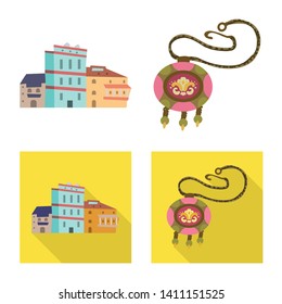 Isolated object of culture and sightseeing sign. Collection of culture and originality stock vector illustration.