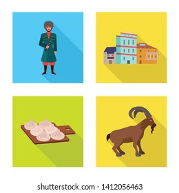 Isolated object of culture and sightseeing sign. Set of culture and originality stock symbol for web.