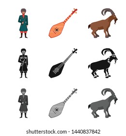 Isolated object of culture and sightseeing sign. Collection of culture and originality stock vector illustration.
