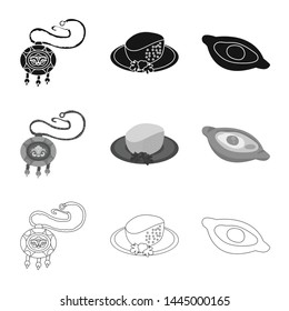 Isolated object of culture and sightseeing sign. Collection of culture and originality stock vector illustration.