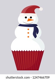 isolated object of a Cup of cakes.Hand drawn Christmas card. Merry Christmas and New Year typography. Cute holidays greeting card, invitation, poster and templates. Vector.