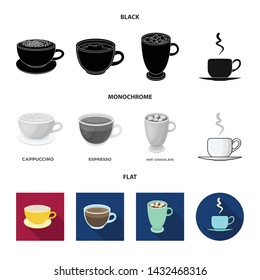 Isolated object of cup and coffe icon. Collection of cup and top vector icon for stock.