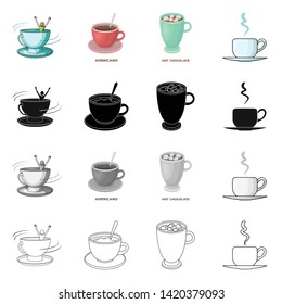 Isolated object of cup and coffe logo. Collection of cup and top  vector icon for stock.
