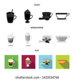 Isolated object of cup and coffe logo. Collection of cup and top stock vector illustration.
