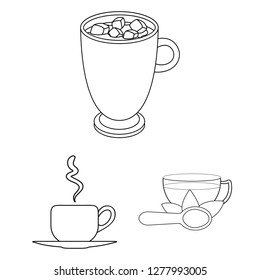 Isolated object of cup and coffe sign. Collection of cup and top  vector icon for stock.