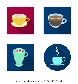 Isolated object of cup and coffe sign. Set of cup and top  stock vector illustration.