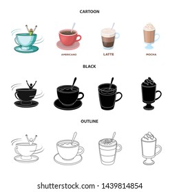 Isolated object of cup and coffe sign. Set of cup and top stock vector illustration.