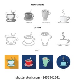 Isolated object of cup and coffe sign. Collection of cup and top stock symbol for web.