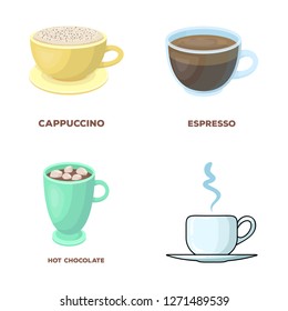 Isolated object of cup and coffe symbol. Set of cup and top  vector icon for stock.