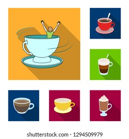 Isolated object of cup and coffe symbol. Set of cup and top  stock vector illustration.