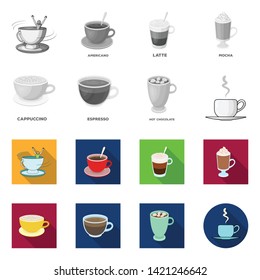 Isolated object of cup and coffe symbol. Set of cup and top  stock symbol for web.