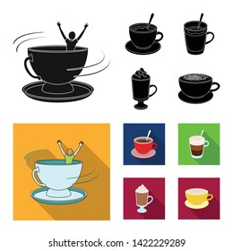 Isolated object of cup and coffe symbol. Set of cup and top  stock vector illustration.