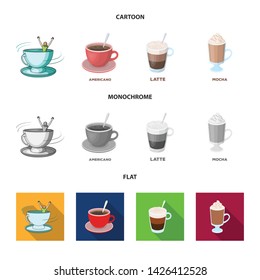 Isolated object of cup and coffe symbol. Collection of cup and top vector icon for stock.