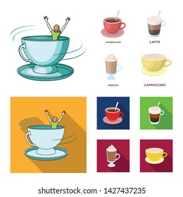 Isolated object of cup and coffe symbol. Set of cup and top stock symbol for web.