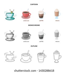Isolated object of cup and coffe symbol. Set of cup and top vector icon for stock.