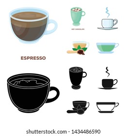 Isolated object of cup and coffe symbol. Collection of cup and top vector icon for stock.