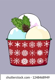 isolated object of a Cup of coffee..Hand drawn Christmas card. Merry Christmas and New Year typography. Cute holidays greeting card, invitation, poster and templates. Vector.