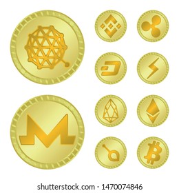 Isolated object of currency and bitcoin symbol. Set of currency and internet stock vector illustration.