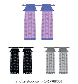 Isolated object of curtain and window logo. Set of curtain and material vector icon for stock.