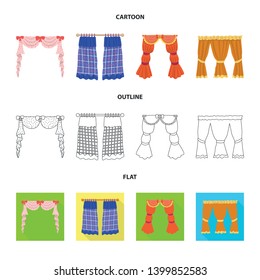 Isolated object of curtains and drapes icon. Collection of curtains and blinds stock vector illustration.