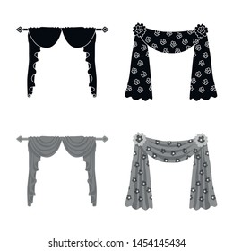 Isolated object of curtains and drapes icon. Set of curtains and blinds stock vector illustration.