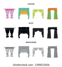Isolated object of curtains and drapes sign. Collection of curtains and blinds stock symbol for web.