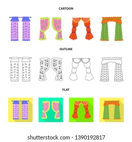 Isolated object of curtains and drapes symbol. Set of curtains and blinds stock symbol for web.