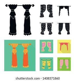 Isolated object of curtains and drapes symbol. Set of curtains and blinds stock vector illustration.