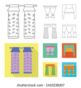 Isolated object of curtains and drapes symbol. Collection of curtains and blinds stock vector illustration.