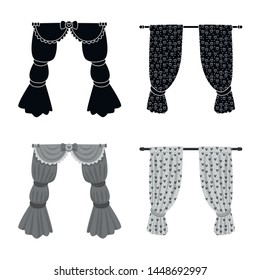 Isolated object of curtains and drapes symbol. Set of curtains and blinds stock symbol for web.