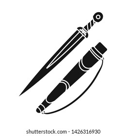 Isolated object of dagger and knife symbol. Collection of dagger and engraving vector icon for stock.