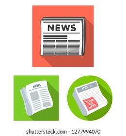 Isolated object of daily and folded icon. Set of daily and paper stock symbol for web.