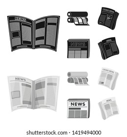 Isolated object of daily and folded logo. Collection of daily and paper stock symbol for web.
