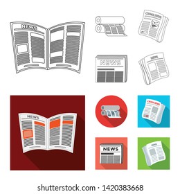 Isolated object of daily and folded sign. Collection of daily and paper stock vector illustration.
