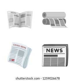 Isolated object of daily and folded symbol. Set of daily and paper vector icon for stock.
