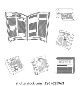Isolated object of daily and folded symbol. Collection of daily and paper stock vector illustration.