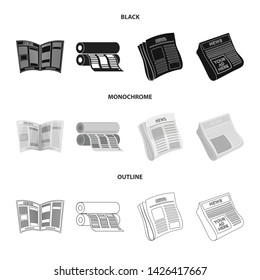 Isolated object of daily and folded symbol. Collection of daily and paper stock symbol for web.
