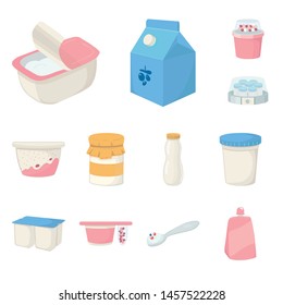 Isolated object of dairy and fresh logo. Set of dairy and food stock vector illustration.