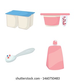 Isolated object of dairy and fresh logo. Set of dairy and food stock vector illustration.