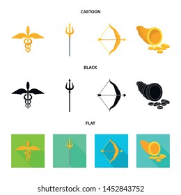Isolated object of deity and antique logo. Set of deity and myths stock vector illustration.