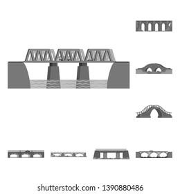 Isolated object of design and construct sign. Set of design and bridge vector icon for stock.