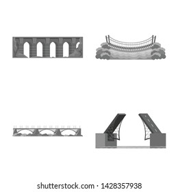 Isolated object of design and construct symbol. Set of design and bridge stock symbol for web.