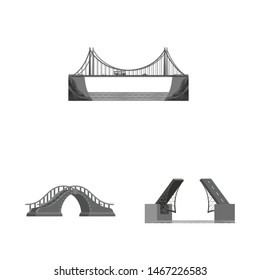 Isolated object of design and construct symbol. Set of design and bridge vector icon for stock.