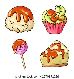 Isolated object of dessert and sweet logo. Collection of dessert and food stock symbol for web.