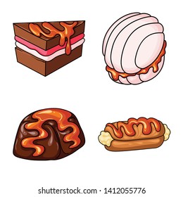 Isolated object of dessert and sweet logo. Set of dessert and food stock symbol for web.