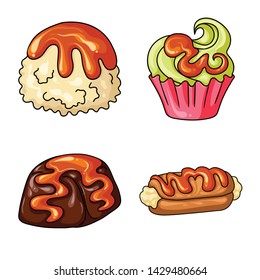 Isolated object of dessert and sweet logo. Set of dessert and food stock symbol for web.