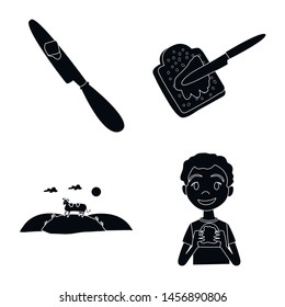 Isolated object of diet and farm signs. Collection of diet and dairy vector icon for stock.