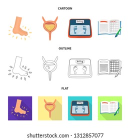 Isolated object of diet and treatment  icon. Set of diet and medicine vector icon for stock.