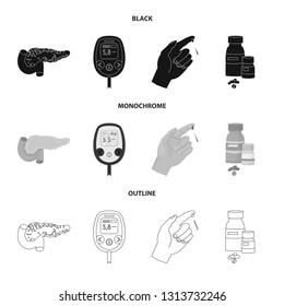 Isolated object of diet and treatment  icon. Set of diet and medicine vector icon for stock.