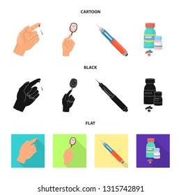 Isolated object of diet and treatment  icon. Set of diet and medicine vector icon for stock.